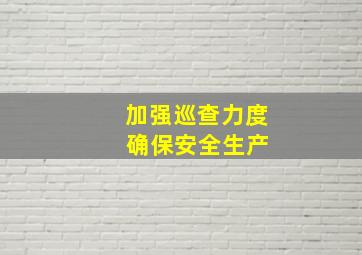 加强巡查力度 确保安全生产